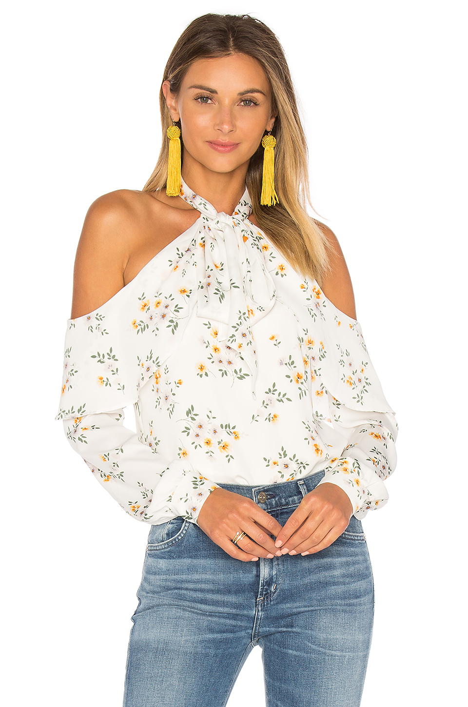 Revolve X REVOLVE THE TIE NECK OFF SHOULDER BLOUSE