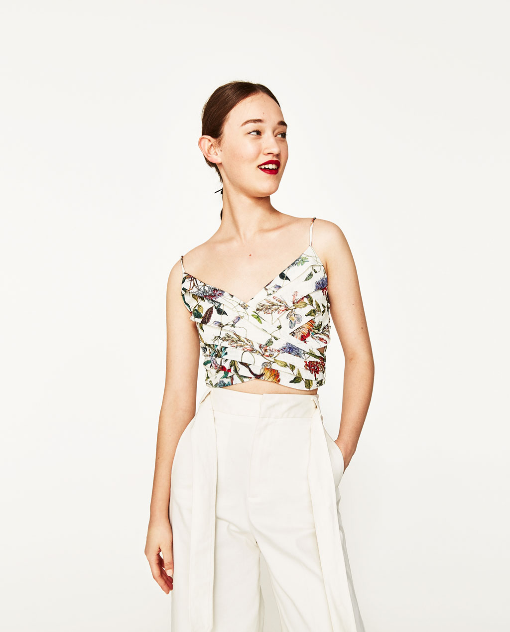 Zara Draped Floral Print Top