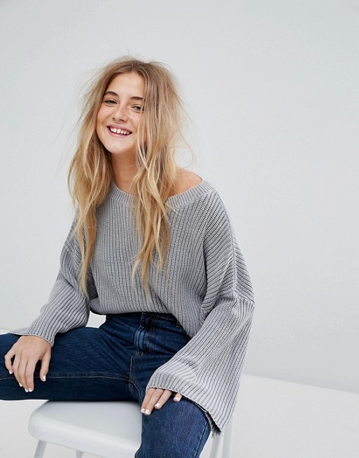 Pull&Bear Ribbed Crop Sweater