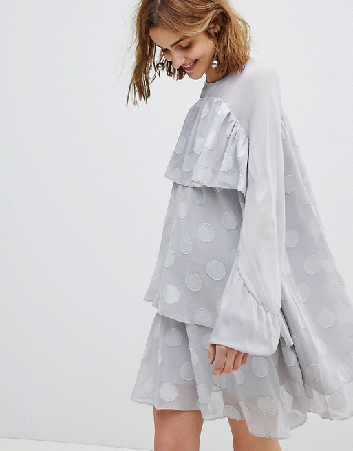 ASOS Lost Ink Smock Dress With Sheer Spot Layers