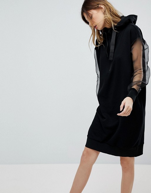 ASOS Noisy May Hoody Dress With Sheer Sleeves