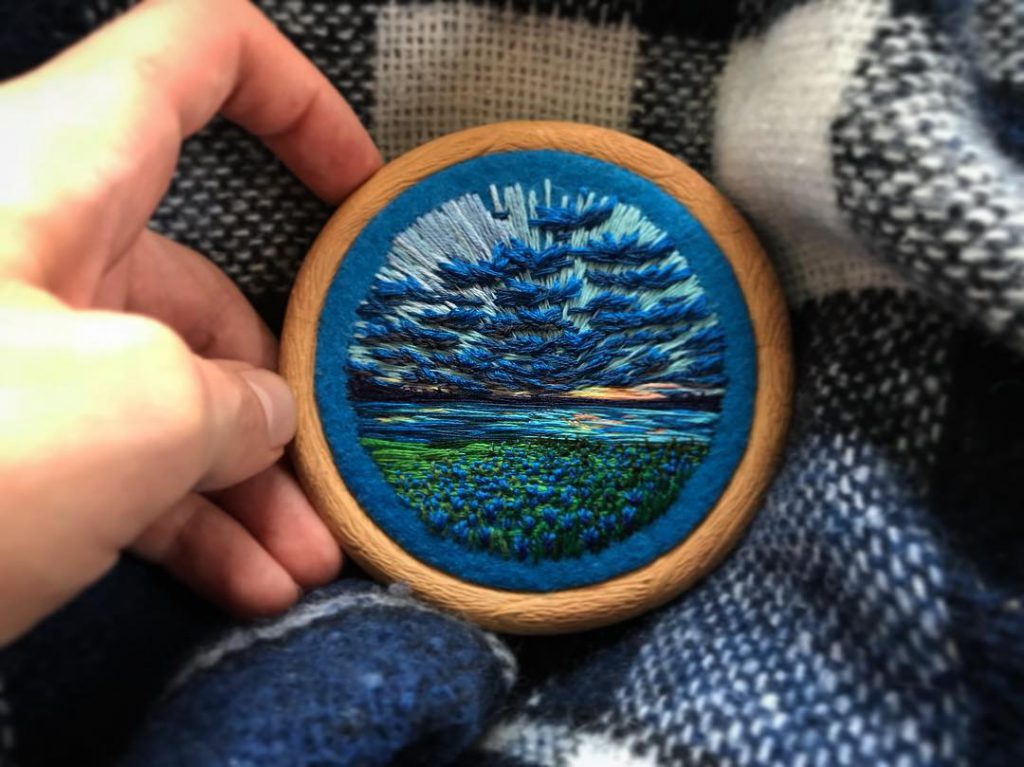 Vera Shimunia Cross Stitching Iris Field