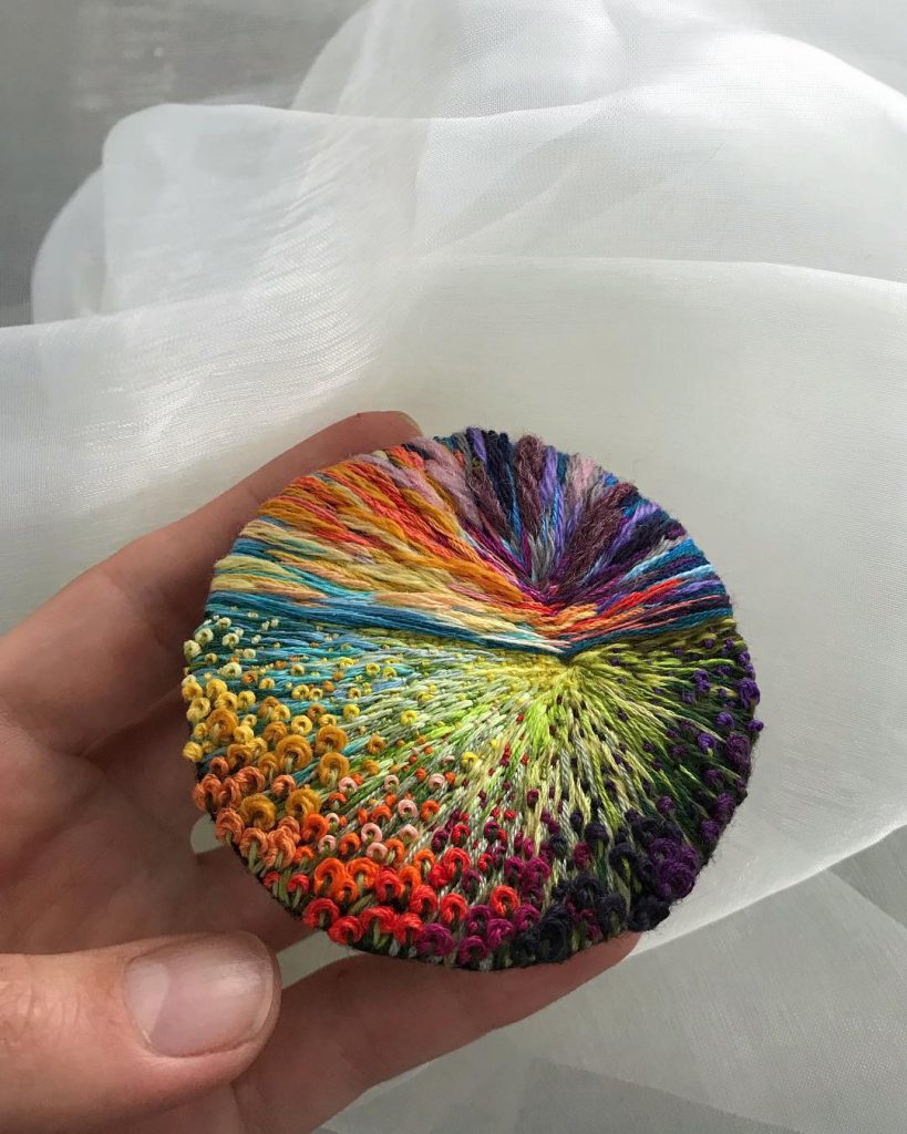 Vera Shimunia Cross Stitching Rainbow Flower Sunset