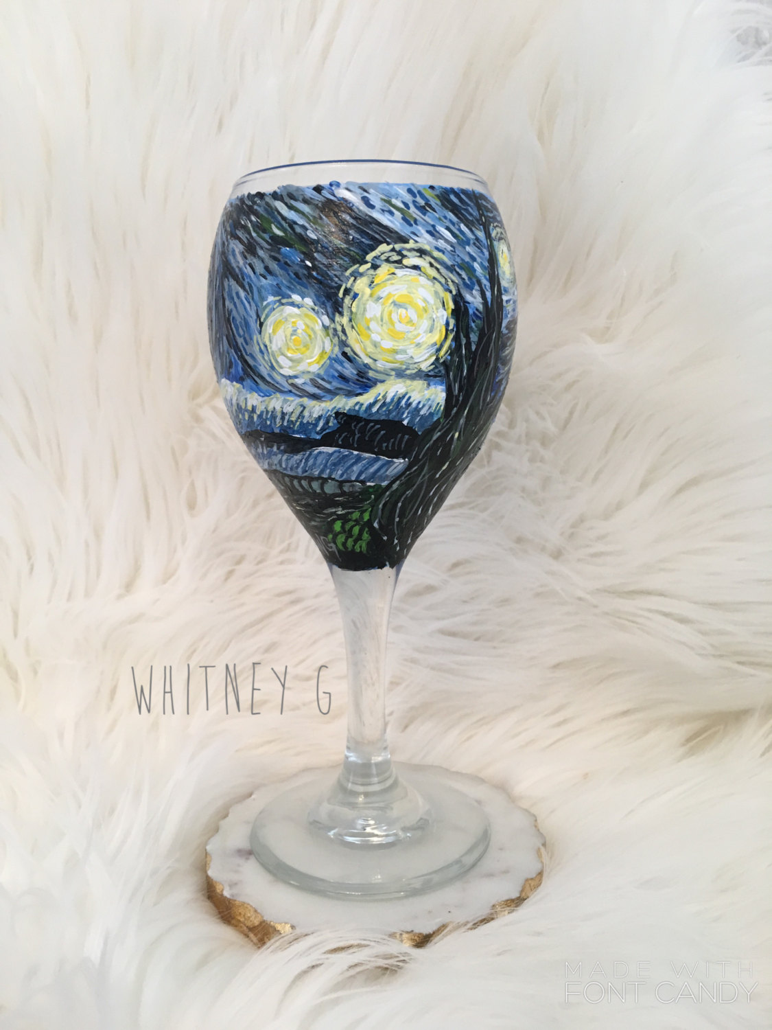 TheWhitneyG Starry Night Van Gogh Wine Glass
