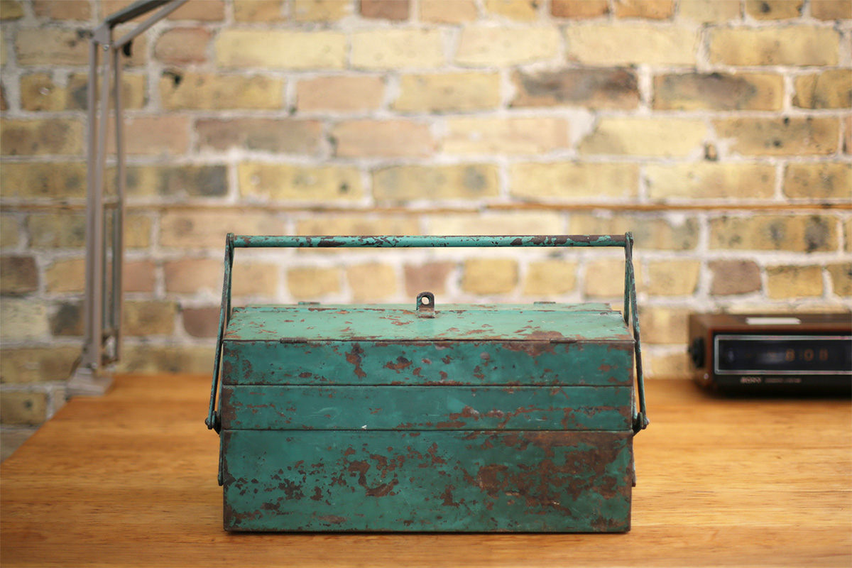 jeglova Vintage Industrial Green Metal Toolbox