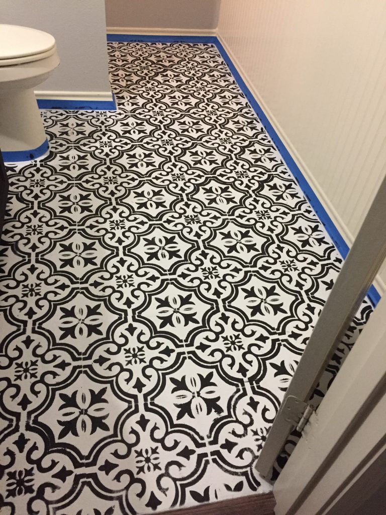 Hip and Humble Style Painted Bathroom Tile Floor