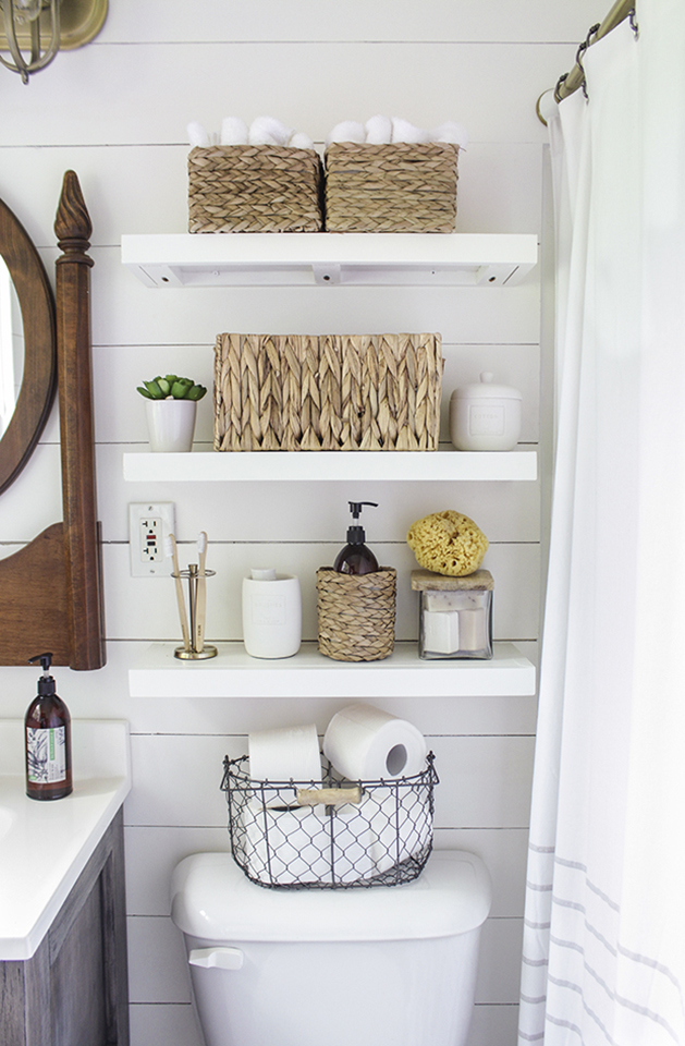 Shades of Blue Interiors Bathroom Floating Shelves Above Toilet