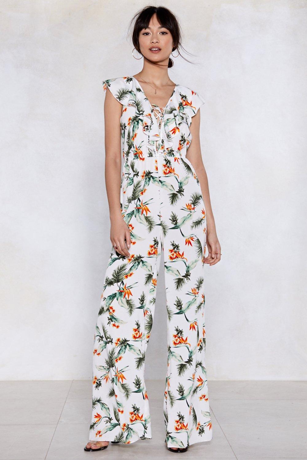 NASTY GAL Plant Touch This Palm Jumpsuit