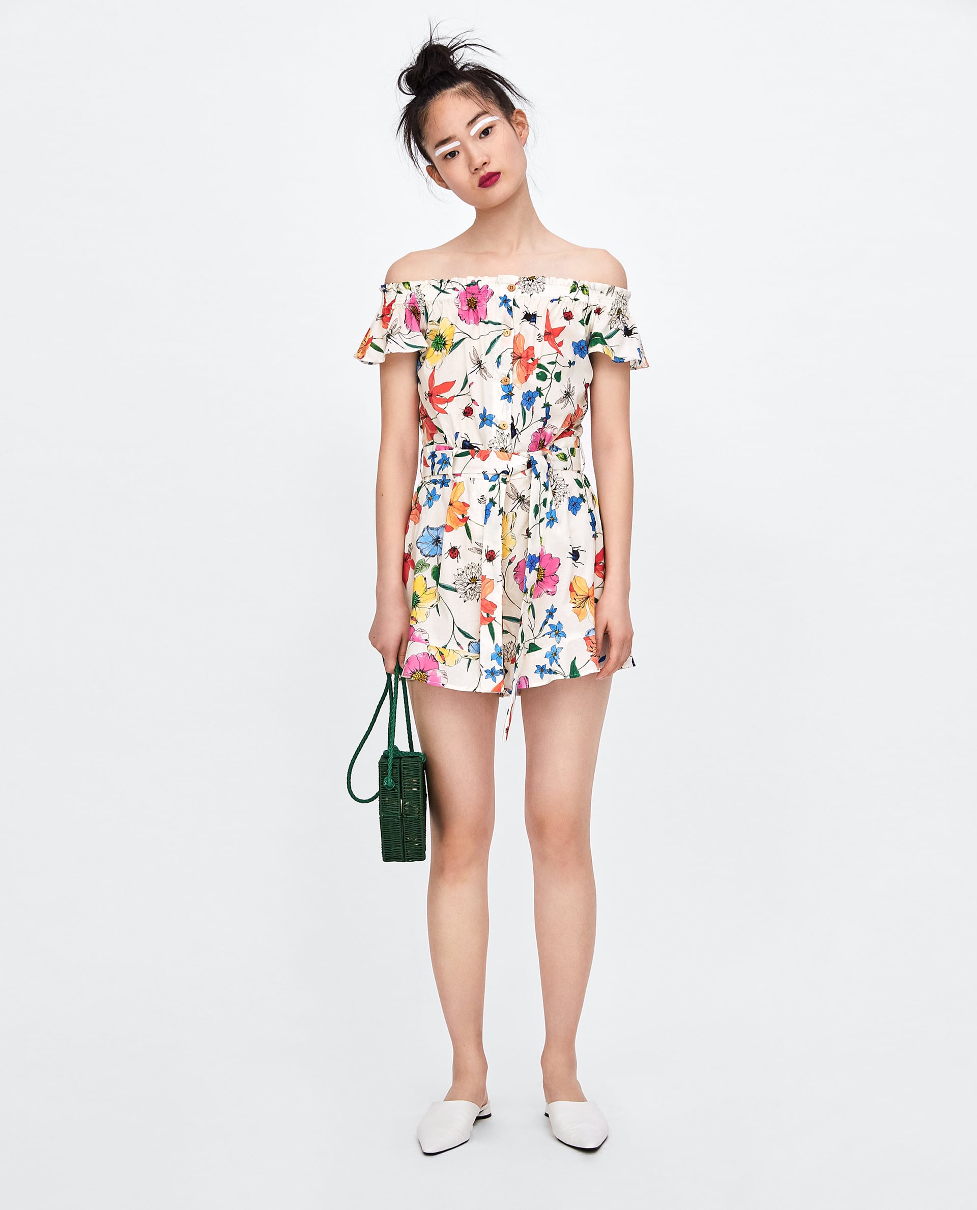 ZARA FLORAL PRINT SHORT JUMPSUIT