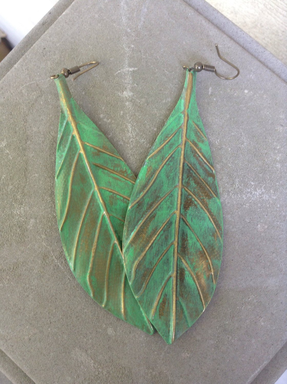 1OfRosasPetals green bronze leaf earrings