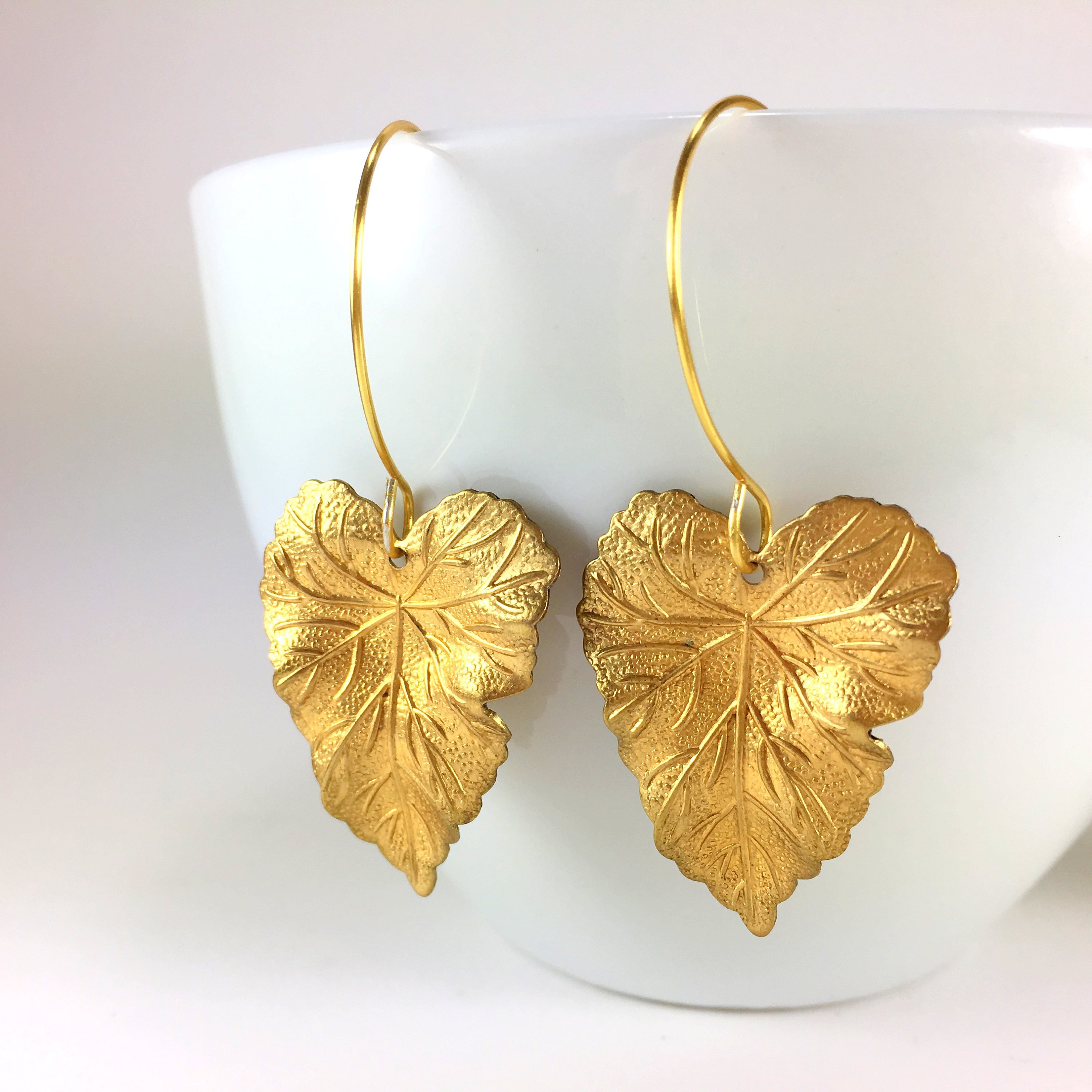 BlingNiks brass leaf earrings