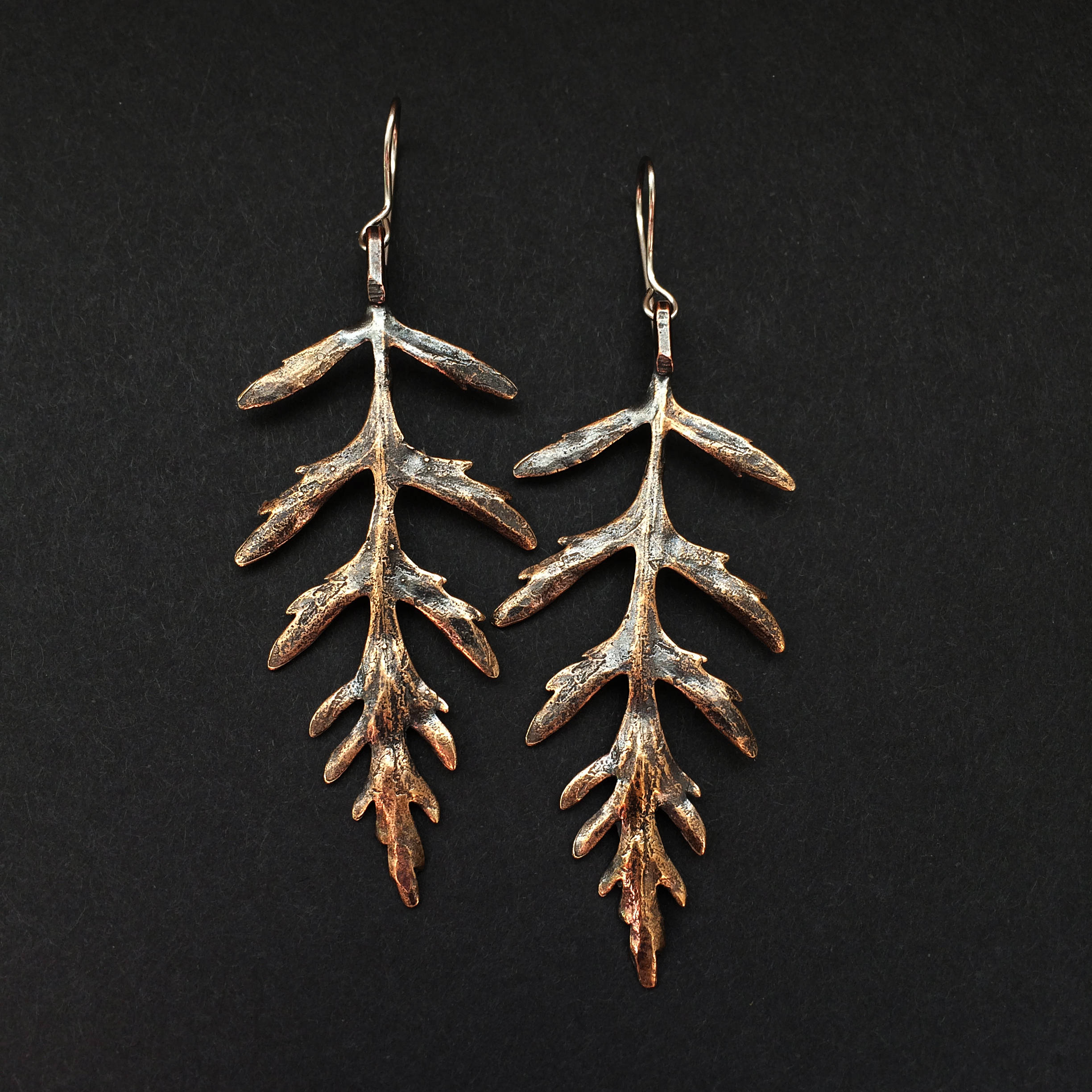 JamieSpinello bronze Artemis leaf earrings