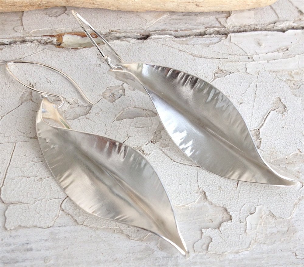 marshadrewjewellery sterling silver leaf earrings