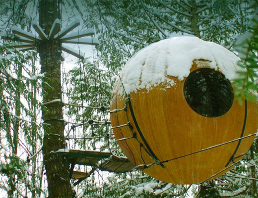 Free Spirit Spheres tree house snow