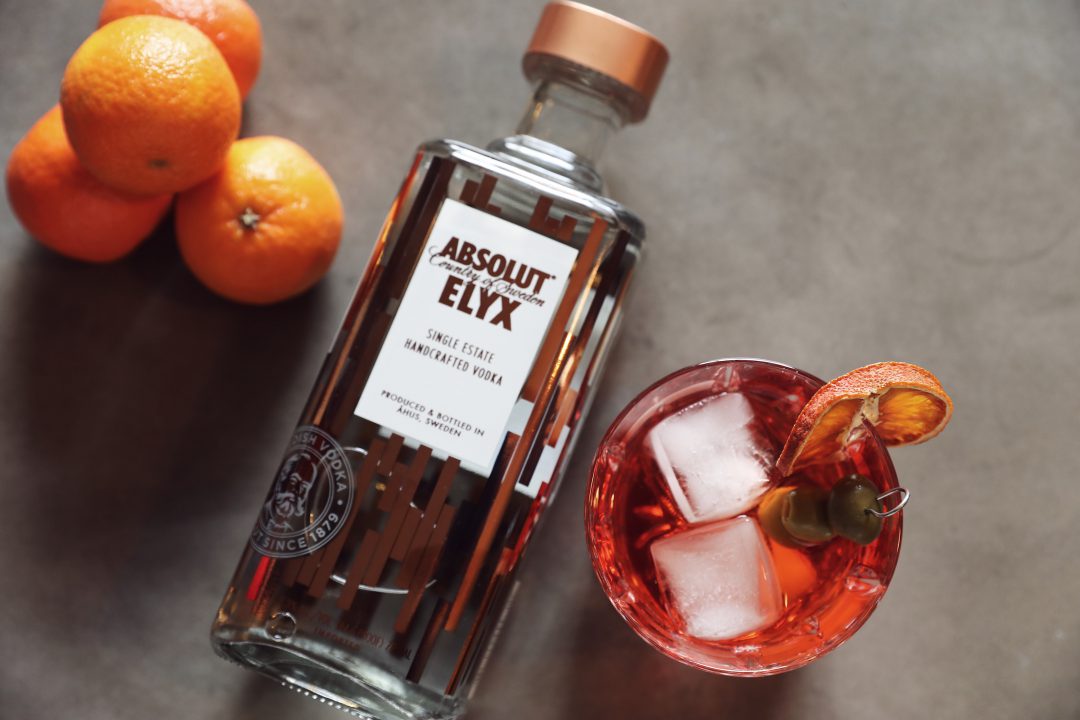 Absolut Elyx Tangerine Olive Cocktail